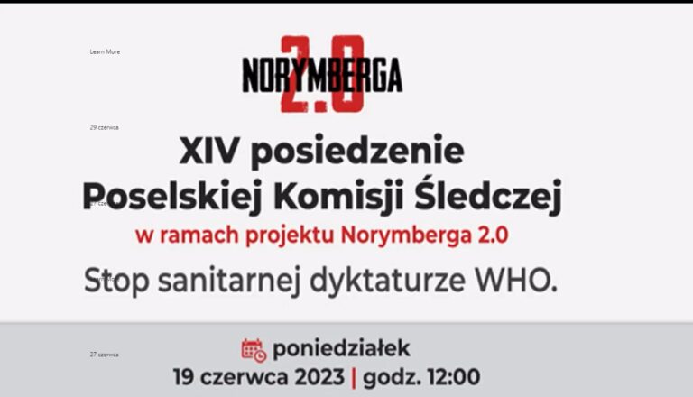 XIV Poselska Komisja Śledcza Norymberga 2.0-dyktatura Światowej Organizacji Zdrowia (WHO)