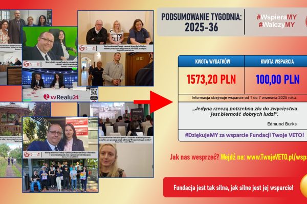 Podsumowanie działań Fundacji oraz rozliczenie wsparcia za 35 tydzień 2025 roku