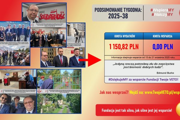 Podsumowanie działań Fundacji oraz rozliczenie wsparcia za 38 tydzień 2025 roku.