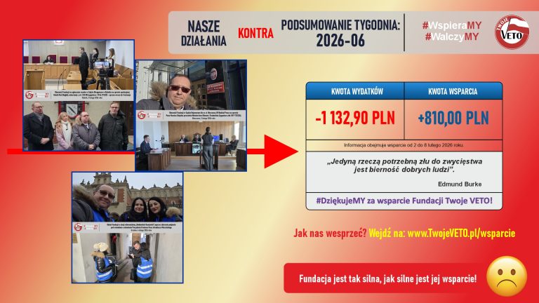 Podsumowanie działań Fundacji oraz rozliczenie wsparcia za 6 tydzień 2026 roku.