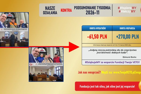 Podsumowanie działań Fundacji oraz rozliczenie wsparcia za 11 tydzień 2026 roku.