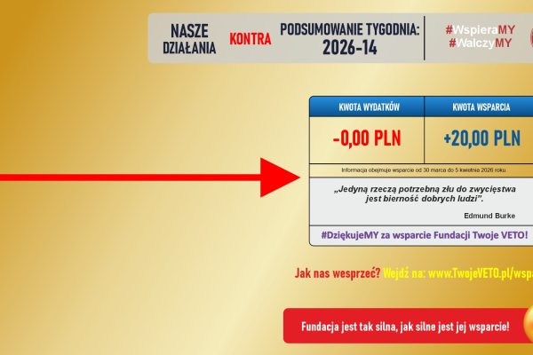 Podsumowanie działań Fundacji oraz rozliczenie wsparcia za 14 tydzień 2026 roku.