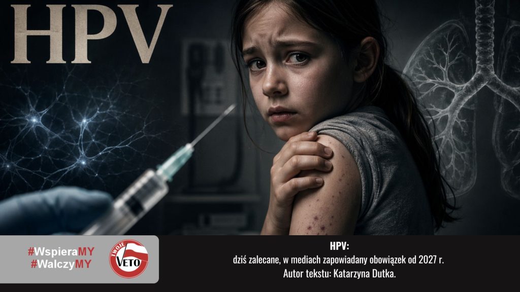 Ilustracja do artykułu o szczepieniach HPV, zgłaszanych działaniach niepożądanych i odpowiedzialności prawnej.